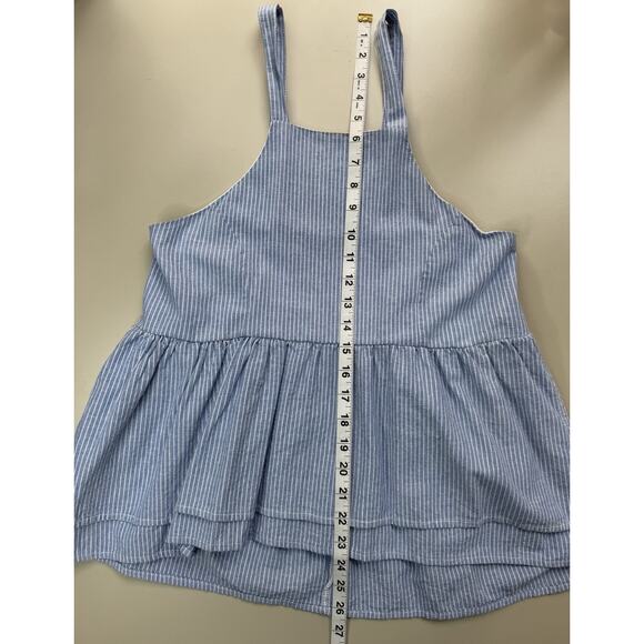 PPLA Womens Peplum Tank Top S Blue White Stripe Open Sides Festival Boho Beachy - Picture 6 of 10
